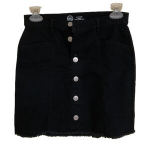 Wonder Nation Black Button Front Frayed Hem Mini Skirt Size Large